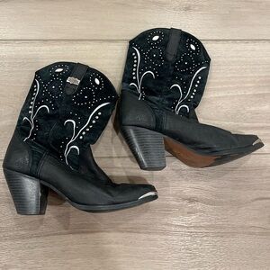 Dingo Ava Women 8 M Cowboy Boots DI 587 Black Leather Suede Studs Embroidery